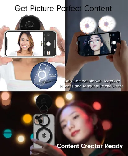 Vista 5 de Sonix MagLink - Anillo de luz para selfie y anillo de teléfono MagSafe para iPhone 17, 16, 15, 14, 13, 12, serie MagLink, anillo redondo magnético