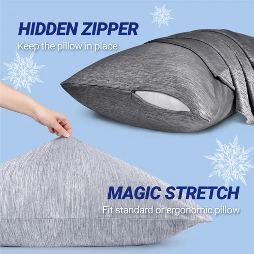 Vista 6 de Fittia Fundas de almohada refrescantes para personas que duermen con calor, paquete de 2 de tamaño estándar, fundas de almohada transpirables