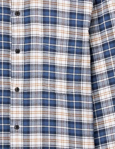 Vista 47 de Amazon Essentials Camisas de franela de manga larga para hombre, corte ajustado, a cuadros con botones