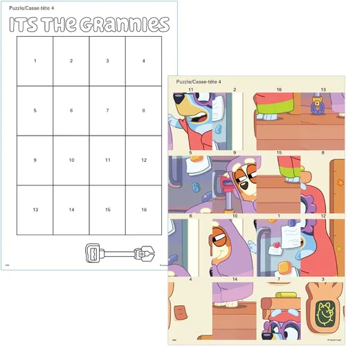 Vista 7 de Trends International - Paquete de rompecabezas de calcomanías Bluey Bandit and Chilli Adventures - 12 rompecabezas, 4 tableros - Multicolor