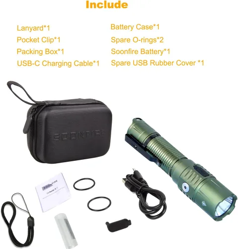 Vista 7 de MX77 Linterna táctica LED de 2530 lúmenes, aplicación de la ley, 390 yardas de distancia de haz USB-C linterna de bolsillo recargable con batería