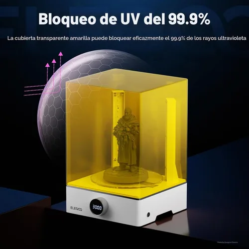 Vista 7 de ELEGOO Mercury X Bundle, máquina de lavado y curado para modelos grandes impresos en 3D con resina, compatible con impresoras Saturn, Mars MSLA