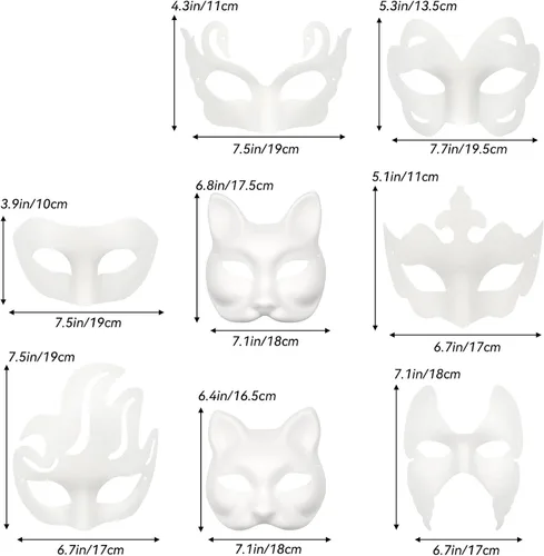 Vista 3 de Qavctw DIY White Masks Paper Cosplay Christmas Party Mask Unpainted Plain Craft Masquerade Masks