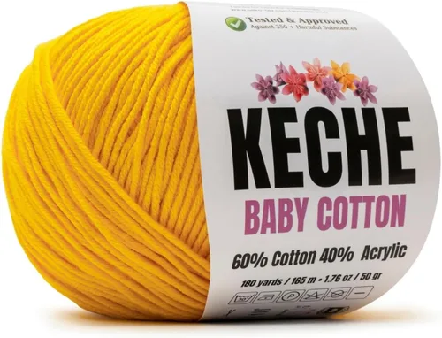 Vista 94 de Keche Hilo de Algodón, 60% Algodón 40% Hilo Acrílico, Hilo de Algodón Suave para Crochet y Tejer, Hilo Amigurumi 1 Madeja/Bola 1.76 Oz (50g) / 180