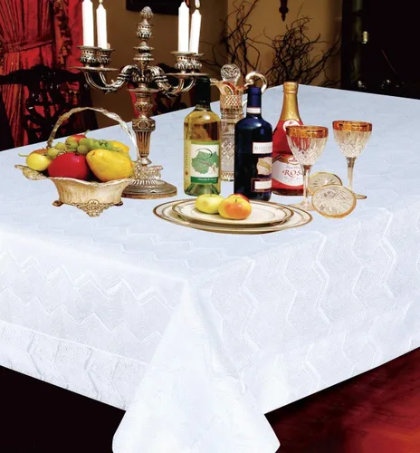 Vista 6 de Violet Linen Princess Zig Zag rayas verticales patrón cheurón, jacquard de poliéster, con hilo metálico, crema, 70 x 160 pulgadas, asientos de 14 a