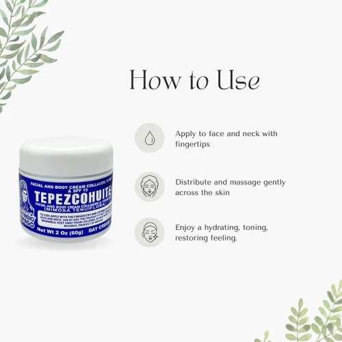 Vista 6 de DEL INDIO PAPAGO Crema Facial Día Piel con Tepezcohuite 2.12 oz Pequeño - Colageno Y Vitamina E Corporal - Hidrata la Piel