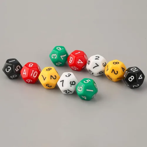 Vista 7 de Juego de 10 dados poliédricos de escultura D12 de acrílico de 12 caras para fiesta de club, familia, juego de mesa