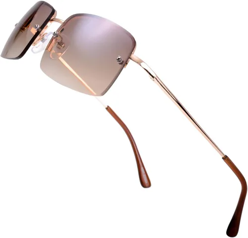 Vista 15 de The Fresh - Lentes de sol minimalistas pequeños rectangulares transparentes - Embalaje exquisito
