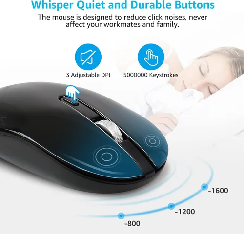 Vista 3 de LeadsaiL Combo de teclado y mouse inalámbricos, mouse USB inalámbrico y teclado de computadora, compacto y silencioso para computadora portátil
