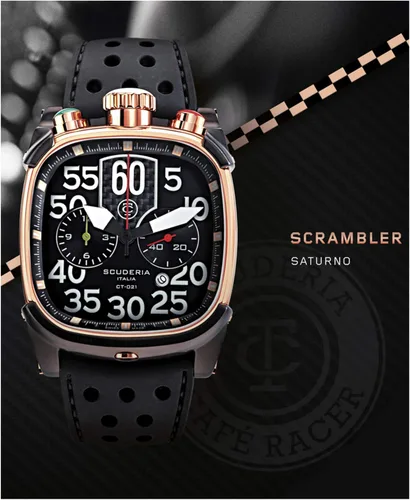Vista 5 de CT Scuderia Scrambler Saturno Reloj de oro rosa para hombre italiano CWEF00219