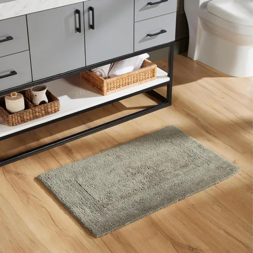Vista 365 de Better Trends - Juego de 2 alfombras de baño 100% algodón, extra suaves, con borlas, de 17" x 24", alfombra de baño superabsorbente y reversible