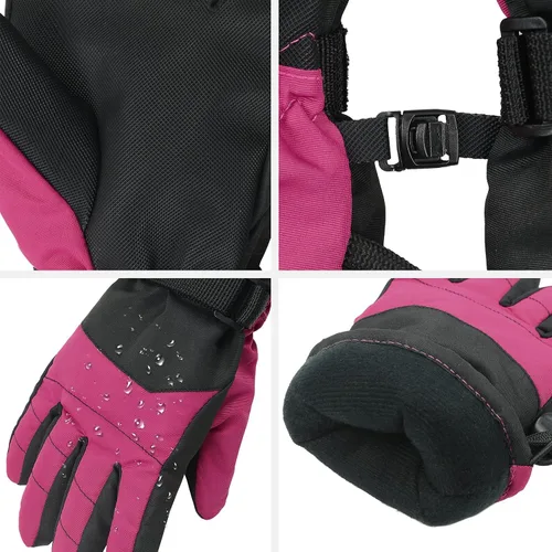 Vista 4 de American Trends Kids Waterproof Winter Gloves with Zip Pocket Snow Ski Gloves Boys Girls Toddler Touchscreen Snowboard Gloves