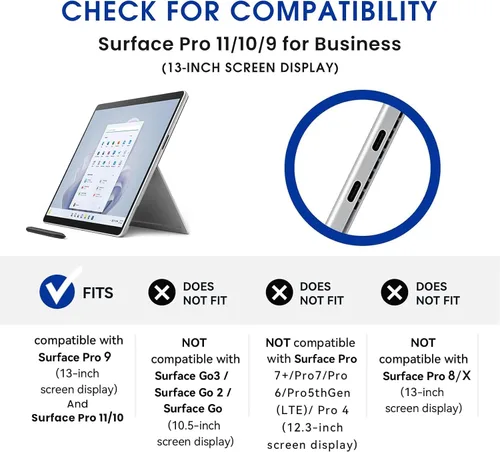 Vista 9 de Omnpak Microsoft Surface Pro 11/10/9 - Funda protectora ligera, múltiples ángulos, soporte para stylus, diseñada para Surface 11ª edición AI