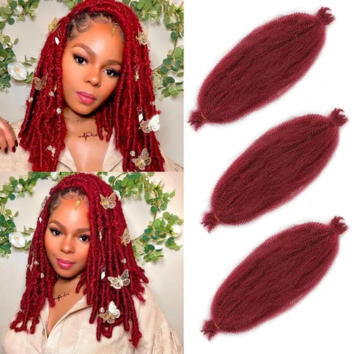 Vista 22 de Cabello de Envoltura Pre-Esponjado de 8 Pulgadas, 3 Paquetes, Cabello Afro Twist Pre-Separado Elástico para Locs, Cabello Afro Twist Negro Natural