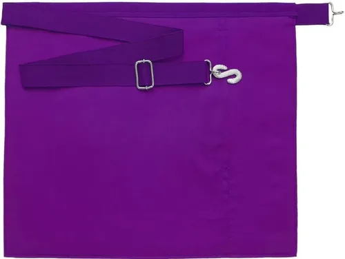 Vista 2 de Delantal del Consejo de Miembros de Piel de Cordero - Morado y Blanco, Blanco