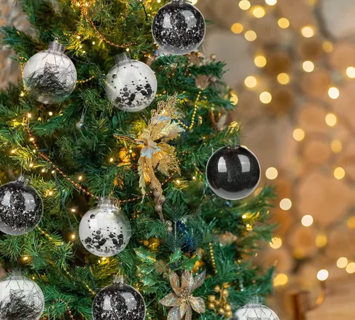Vista 5 de Briful Bolas de Navidad de plástico transparente inastillables de 3.150 in/3.15 pulgadas, juego de bolas de Navidad decorativas transparentes
