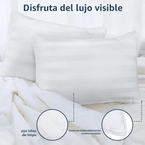 Vista 4 de DIORIS - Juego de 2 almohadas suaves para dormir mullidas tamaño Queen