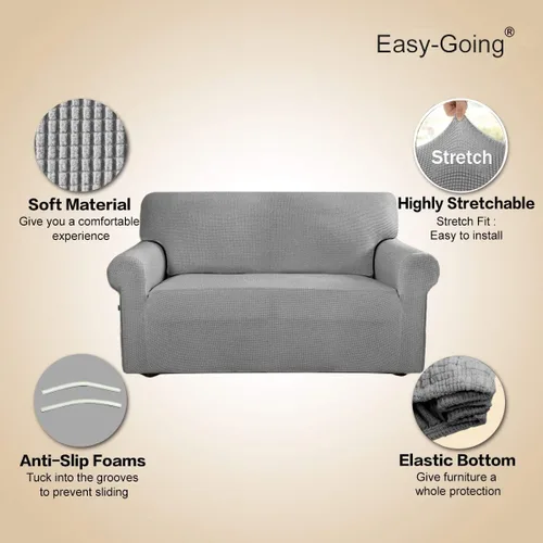 Vista 250 de Easy-Going - Funda elástica sobredimensionada para sofá, 1 pieza, protector muebles, suave, parte inferior elástica, para niños, tela jacquard