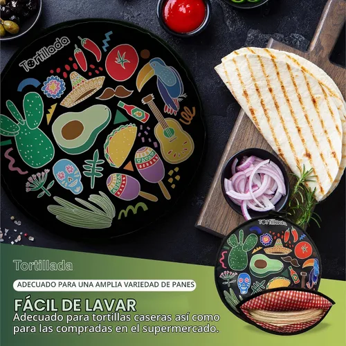Vista 3 de Tortillada - Calentador de tortilla de 12 pulgadas/recipiente de calor para microondas hecho de algodón/poliéster (negro)