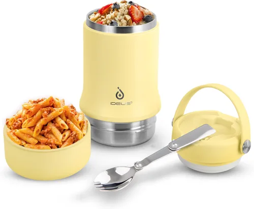Vista 14 de Ideus Termo de sopa con cuchara plegable y cuenco de 20 onzas, lonchera Bento todo en uno aislada de acero inoxidable a prueba de fugas, contenedor