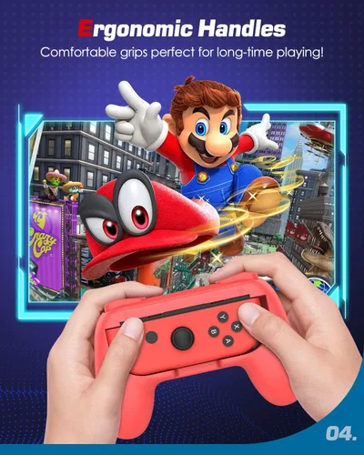 Vista 6 de MoKo Grip para Nintendo Switch OLED modelo Joycon & Switch Joy-Con, paquete de 2 Kit de mango ergonómico de agarre de mano compatible con Nintendo