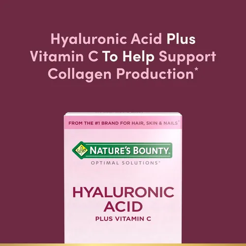 Vista 3 de Nature's Bounty Suplemento de vitamina C y ácido hialurónico, apoya la piel brillante, la función inmunológica y la producción de colágeno, 120