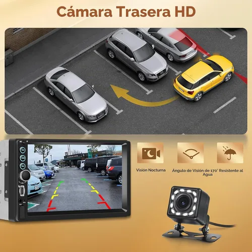 Vista 6 de Estéreo de coche doble DIN con pantalla táctil HD de 7 pulgadas, Carplay inalámbrico y Android Auto, Bluetooth, SWC, receptor de radio FM