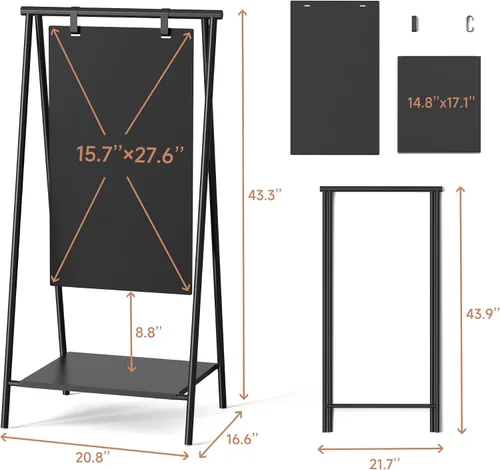 Vista 8 de SELEAD Metal A-Frame Chalkboard No Assembly Required, 21"x44” Sandwich Sign