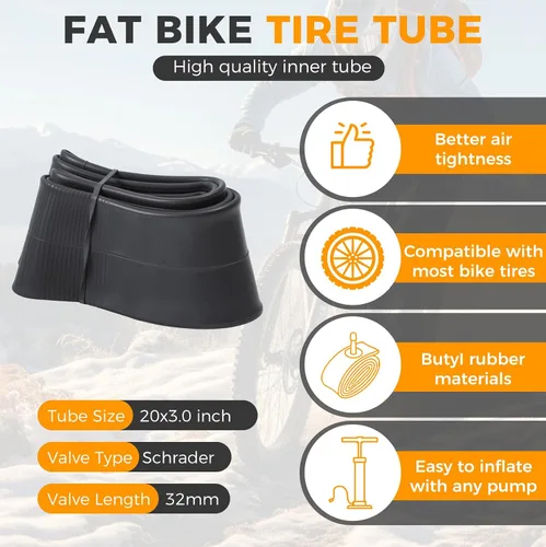Vista 3 de 20x4.0/ 20x3.0/ 26x4.0 Fat Bike Tires, 20x4/ 20x3/ 26x4 Fat Tire Tube and Bicycle Repair Tool Kit, Foldable Heavy Duty Off-Road Bike, Ebike Fat