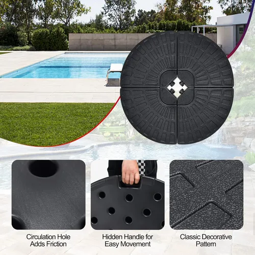 Vista 7 de Tangkula 4 piezas de 185 libras voladizas de patio con compensación de base de sombrilla para patio, relleno de agua y arena, resistente soporte