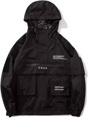 Vista 4 de MFCT Cortavientos impermeable Techwear con capucha de embudo para hombre