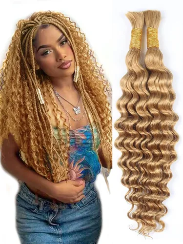 Vista 8 de RESACA 1 paquete de 14 pulgadas, 1 paquete de 14 pulgadas, cabello humano virgen brasileño rizado 10A para trenzar, sin trama, 10A, para trenzas #27