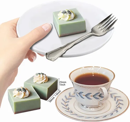 Vista 6 de Funshowcase Molde de silicona cuadrado de 6 cavidades para tartas, teacake, chocolate, postres, pastel de queso, pan de maíz, brownie, blanco