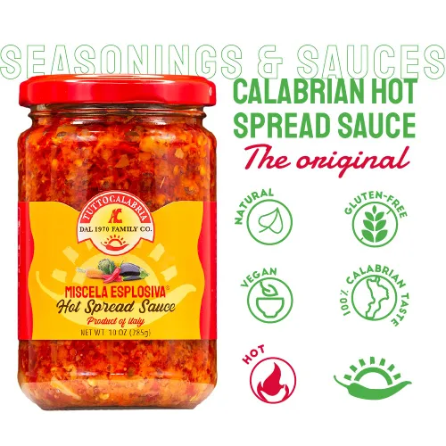 Vista 3 de TUTTOCALABRIA Hot Spread Sauce, Miscela Esplosiva, 10 OZ (285g), Minced Calabrian Chili & Giardiniera Vegetables