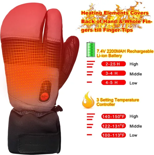 Vista 3 de SAVIOR HEAT Guantes de esquí con calefacción, batería recargable eléctrica, para hombres, mujeres, niños, invierno, snowboard, motocicleta
