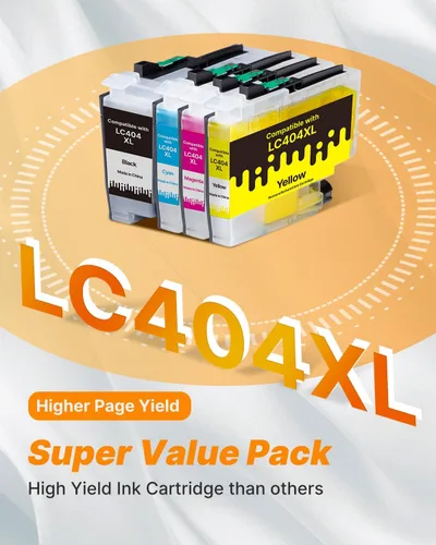 Vista 4 de LC404 LC 404 - Cartuchos de tinta para impresora Brother LC404 Reemplazo para cartuchos de tinta Brother LC404 LC404XL LC 404 XL para MFC-J1205W