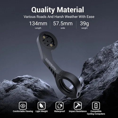 Vista 4 de CooSpo Soporte frontal MT5 para computadora de bicicleta, compatible con Garmin, adaptador de montaje para computadora de bicicleta para manillar