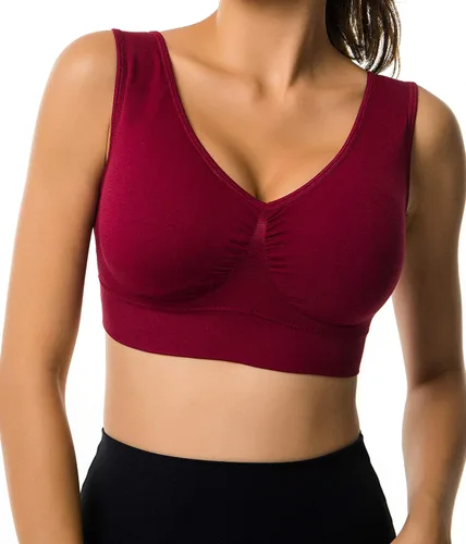 Vista 4 de Cabales Womens Pull On Style Seamless Comfortable Wire-Free Yoga Bra with Removable Pads