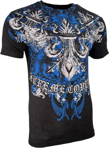 Vista 5 de Xtreme Couture by Affliction Camiseta para hombre, diseño gráfico Negro (Smash)