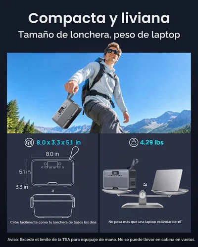 Vista 4 de DARAN Estación de energía portátil R200 192Wh, fuente de alimentación Gris
