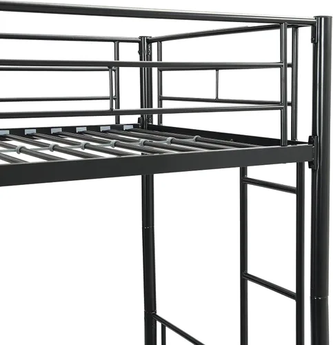 Vista 7 de Merax Litera de metal resistente de tamaño individual sobre individual con nido y escalera extraíble, se puede dividir en dos camas, no necesita