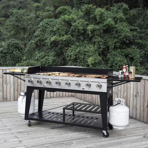 Vista 2 de Royal Gourmet Parrilla de gas de 8 quemadores, 104,000 BTU a propano líquido, sistemas duales controlados independientemente, para fiestas al aire