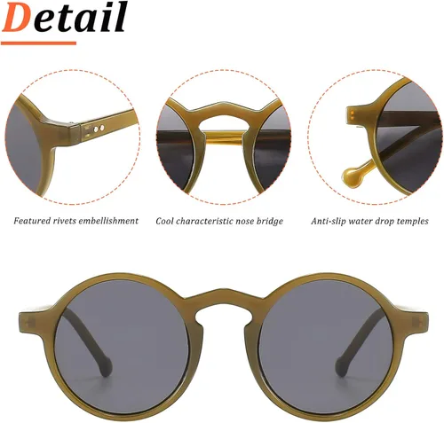 Vista 7 de Kelens - Gafas de sol redondas para mujer estilo clásico estilo retro protección UV400