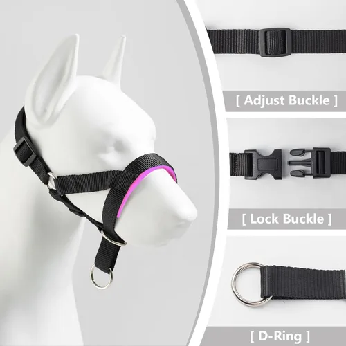 Vista 2 de Collar de cabeza de perro con tela suave, arnés para la cabeza para evitar tirones del perro, correa para la cabeza para perros pequeños, medianos