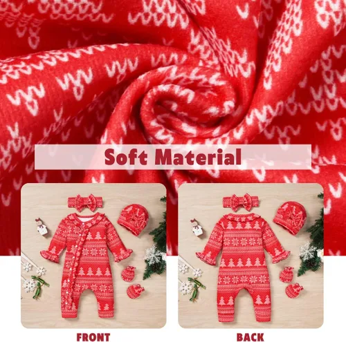 Vista 4 de Aalizzwell Mameluco para bebé niña, ropa de otoño e invierno con accesorios