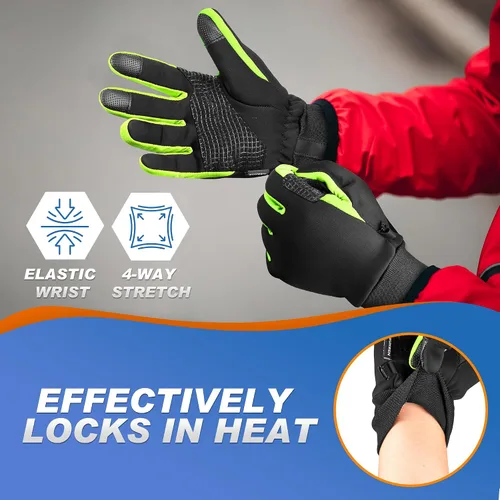Vista 5 de Sukeen Guantes de invierno para hombre y mujer, guantes antideslizantes para pantalla táctil, guantes cálidos para correr, conducir, ciclismo