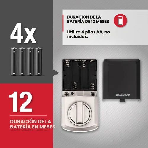 Vista 6 de Kwikset SmartCode 260 Cerradura Electrónica de Entrada sin Llave con Teclado y Pestillo de Seguridad, con Auto-Bloqueo, Códigos de Usuario Níquel