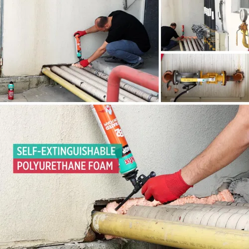 Vista 4 de Akfix 840P Espuma de Poliuretano Expansiva Ignirresistente en Aerosol (1x25.3 Oz.) - Espuma de Sellado Naranja para Ventanas y Puertas, Pinturizable