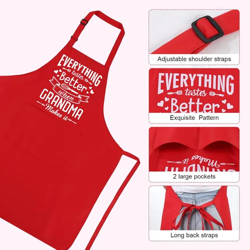 Vista 3 de Delantales divertidos para hombres, delantales de cocina profesionales con dos bolsillos, delantal de chef ajustable, delantal con babero para regalo