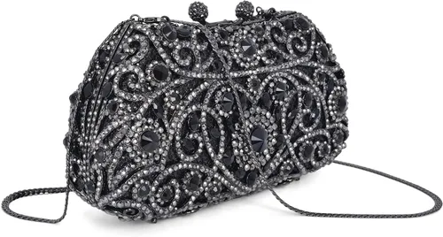 Vista 2 de MOSSMON Bolso formal de la boda de la noche del embrague del cristal del Rhinestone para Negro